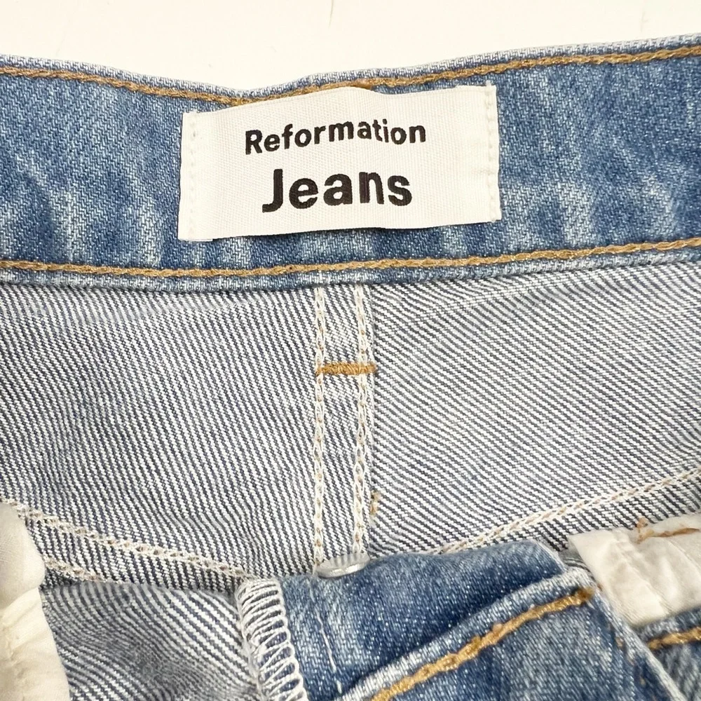 Reformation Jeans Womens Shasta Destroyed Cynthia High Rise Straight Jeans - Picture 6 of 8